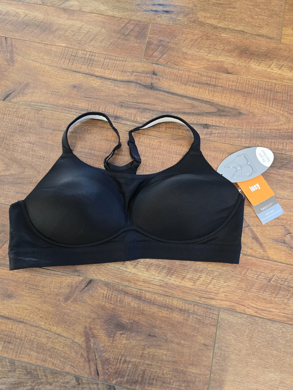 Lucy Black Padded Light-Support Sports Bra